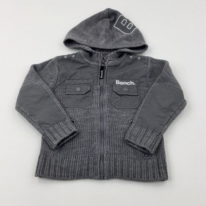'Bench' Grey Zip Through Knitted Hoodie - Boys 3-4 Years