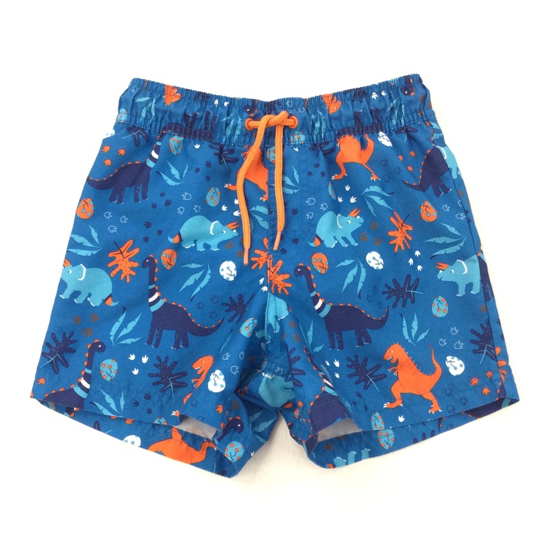 Dinosaurs Blue & Orange Swimming Shorts - Boys 7-8 Years