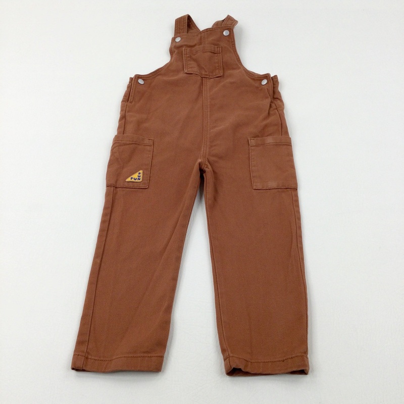 'Fun' Tan Denim Dungarees - Boys 2-3 Years