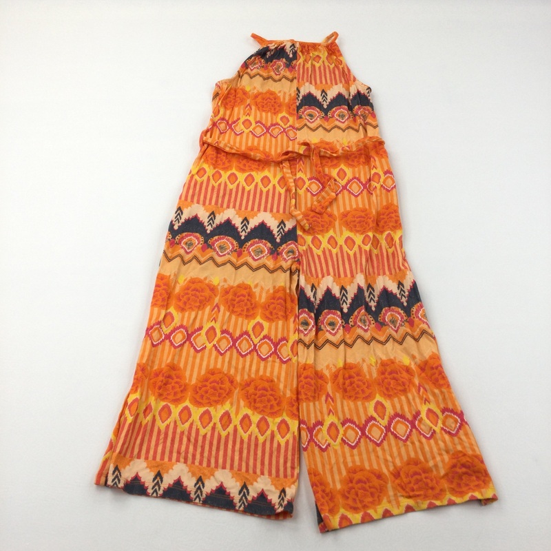 Orange, Yellow & Black Jumpsuit - Girls 7-8 Years
