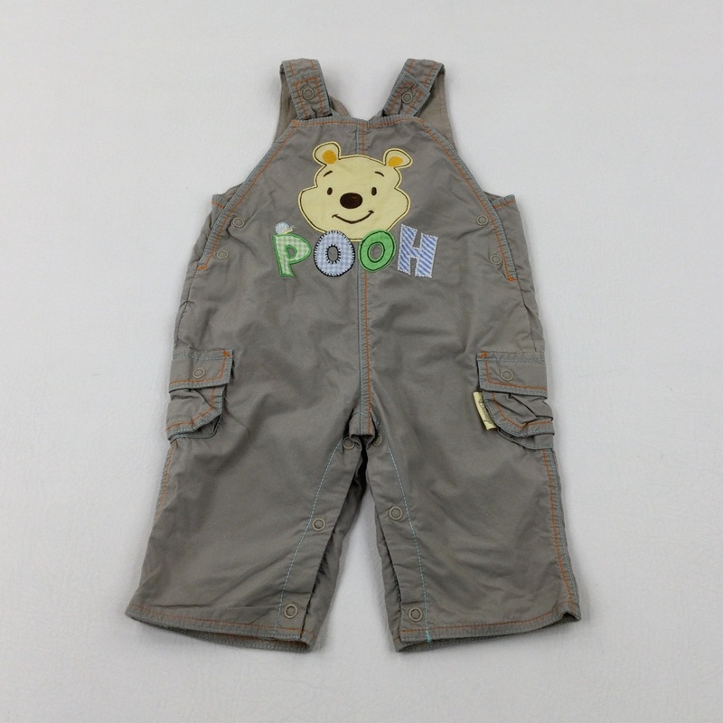 'Pooh' Disney's Winnie The Pooh Appliqued Beige Dungarees - Boys 0-3 Months