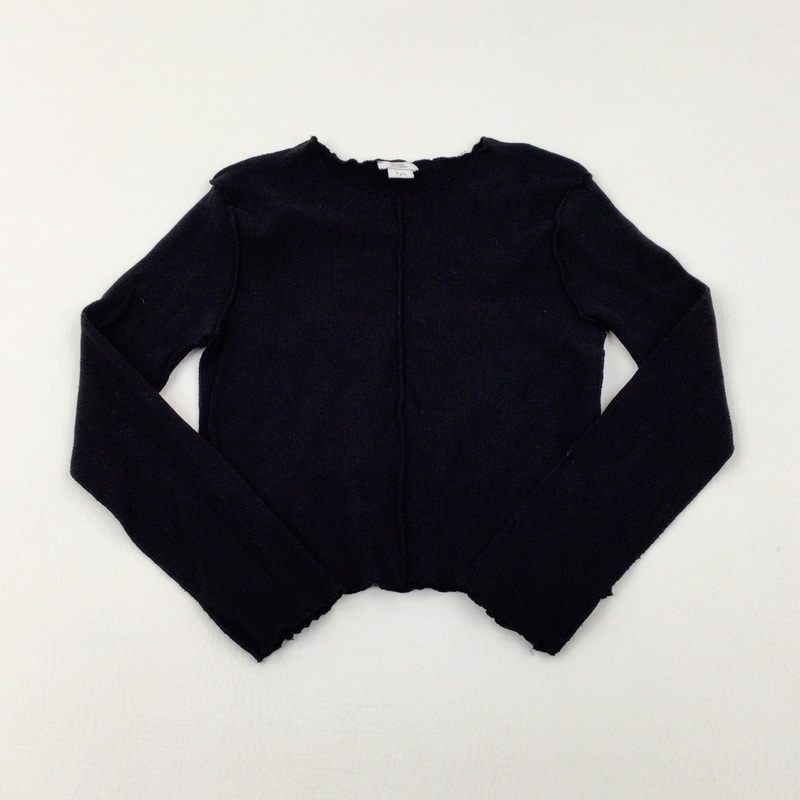 Textured Black Knitted Long Sleeve Top - Girls 6-7 Years