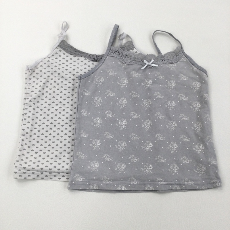 2 Pack White & Grey Vests - Girls 2-3 Years