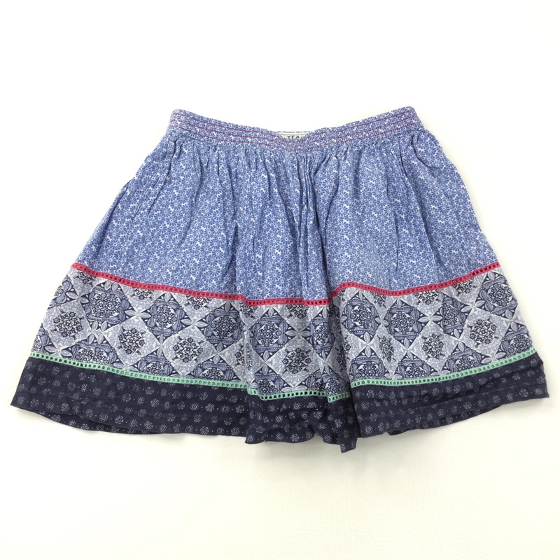 Blue & White Pattern Skirt - Girls 8-9 Years