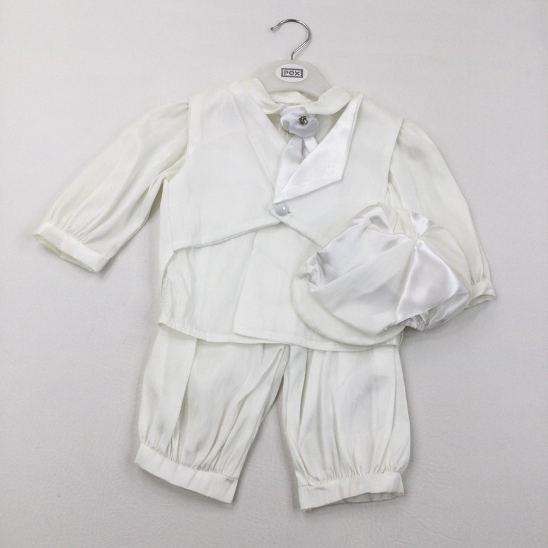 **NEW** White Christening Suit & Waistcoat - Boys 9-12 Months