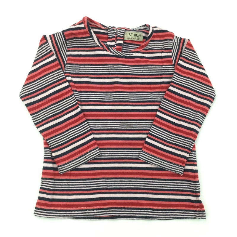 Pink, Red & Black Stripe Long Sleeve Top - Girls 12-18 Months