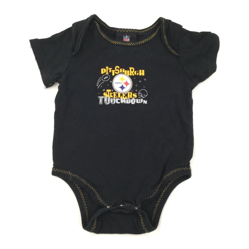 'Pittsburgh Steelers' NFL Black Short Sleeve Bodysuit - Boys 12 Months
