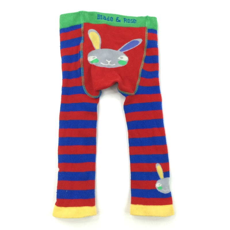 Rabbit on Bottom Red & Blue Stripe Leggings - Boys 2-3 Years
