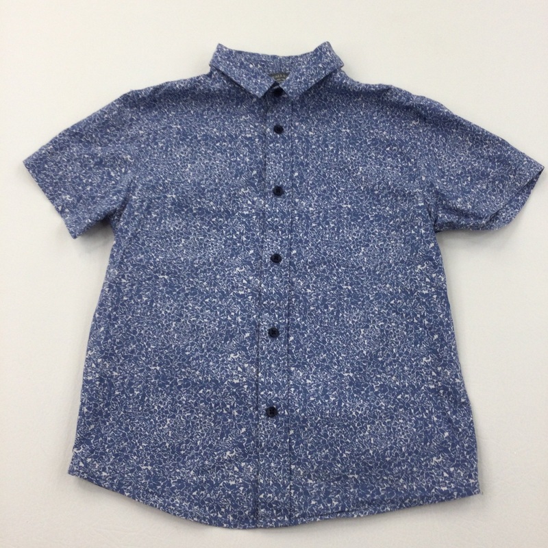 Flowers Blue & White Cotton Shirt - Boys 5-6 Years