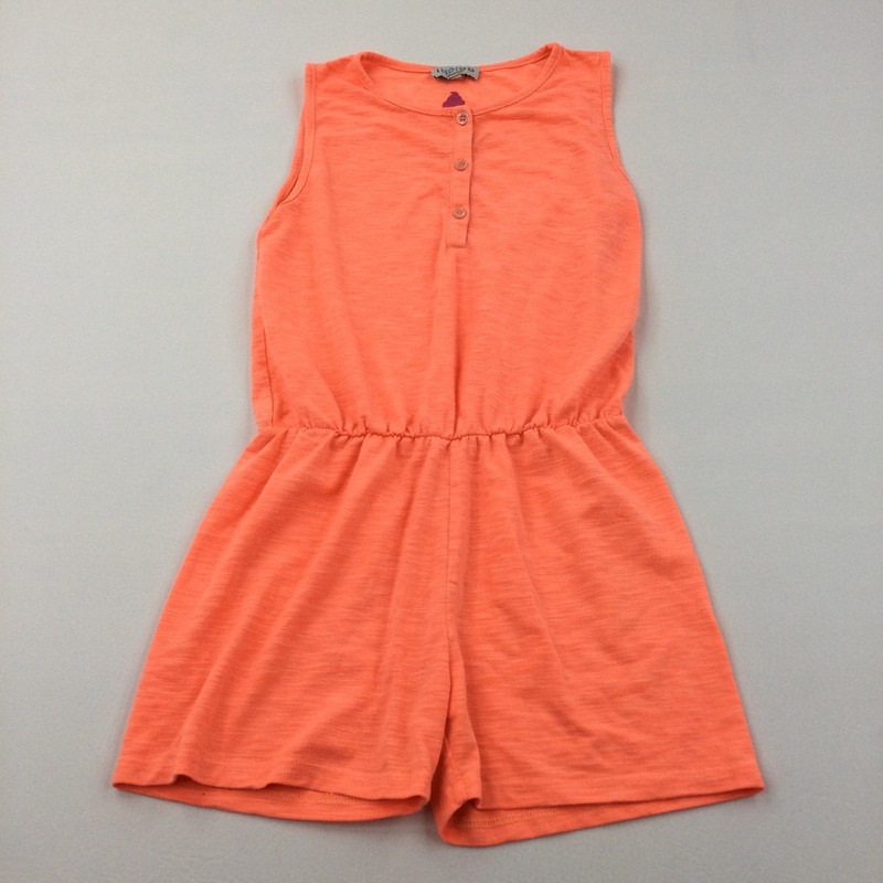 Neon Orange Jersey Playsuit - Girls 8-9 Years