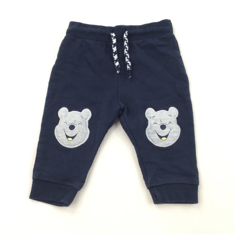 Winnie The Pooh Appliqued Navy Tracksuit Bottoms - Boys 3-6 Months