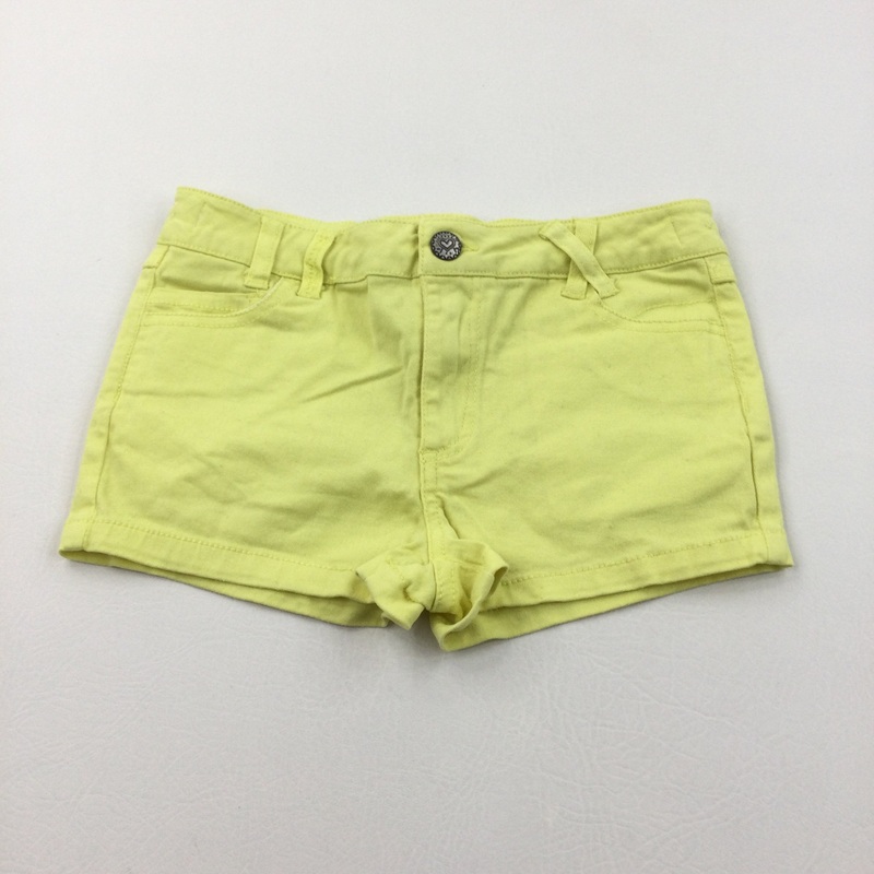 Yellow Cotton Twill Shorts with Adjustable Waistband - Girls 8-9 Years