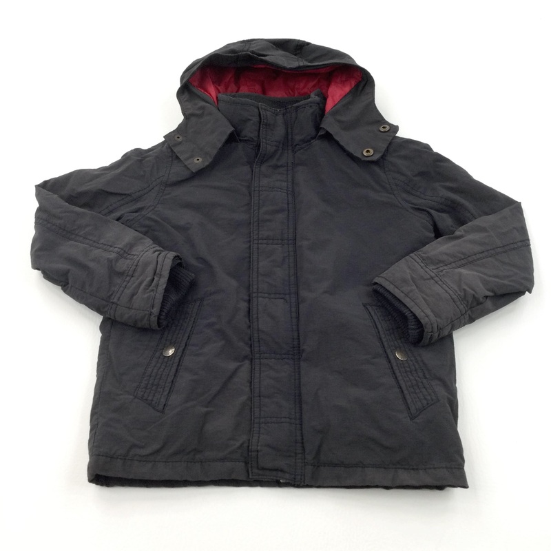 Black Fleece Lined Showerproof Coat with Hood - Boys 4-5 Years