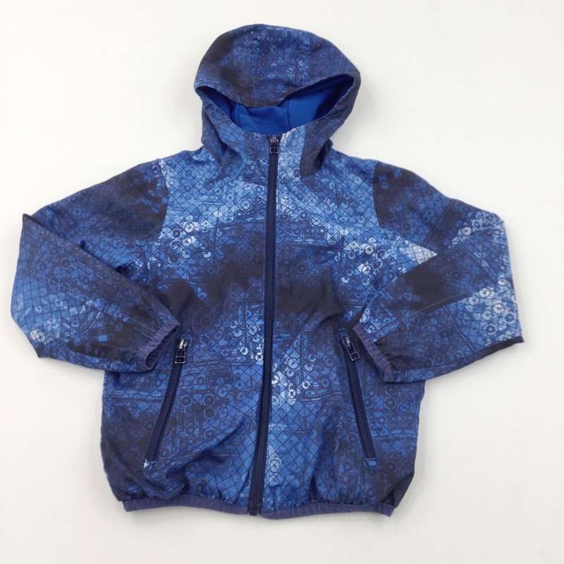 Blue & Navy Patterned Lightweight Showerproof Jacket with Hood - Boys 4 Years