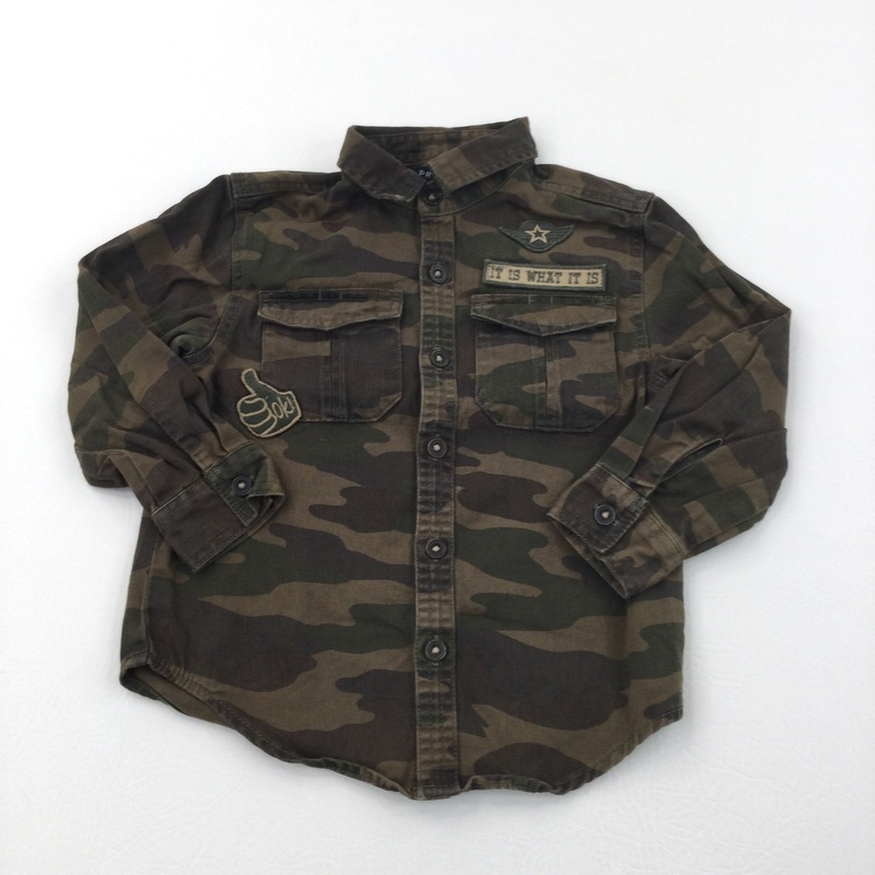 Camouflague Khaki Green Thick Cotton Shirt - Boys 18-24 Months