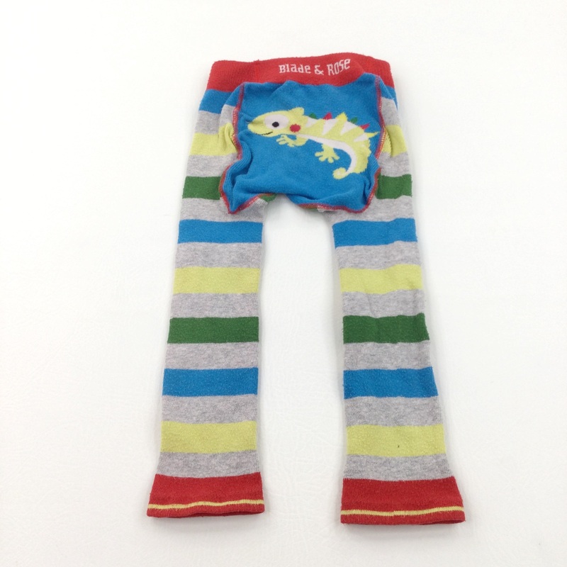 Chameleon Blue, Red, Grey & Yellow Knitted Leggings - Boys/Girls 3-4 Years