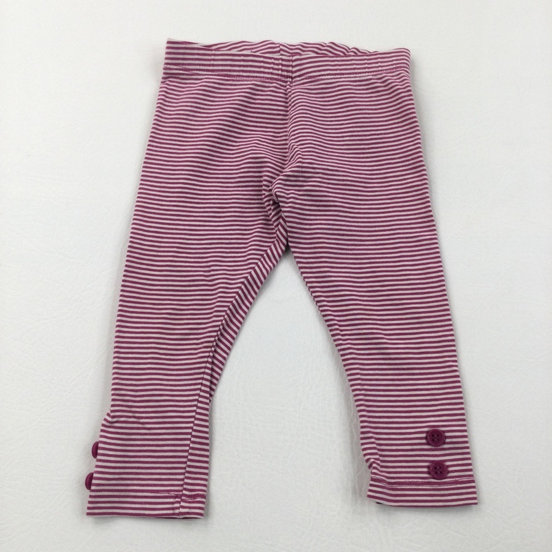 Mauve & White Striped Leggings - Girls 12-18 Months
