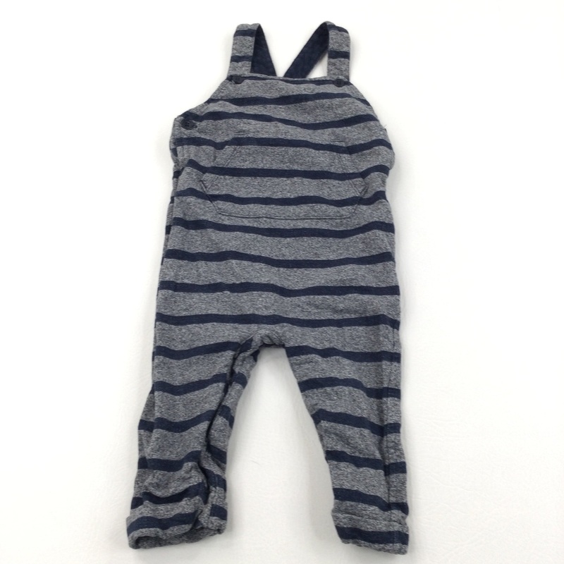 Navy & Grey Striped Jersey Dungarees - Boys 12-18 Months