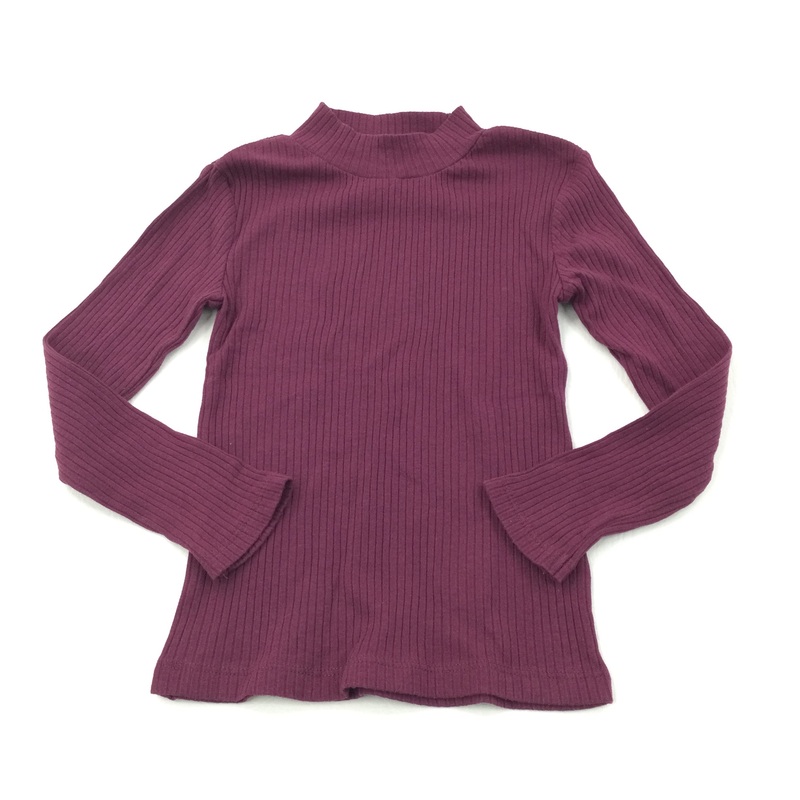Purple Ribbed Rollneck Top - Girls 3-4 Years