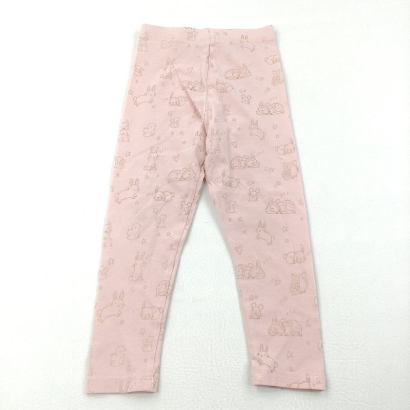 Rabbits & Deer Sparkly Peach Leggings - Girls 2-3 Years