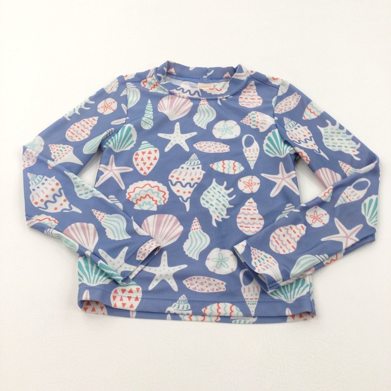 Shells Blue & Pastel Sun/Beach Long Sleeve Top - Girls 5 Years