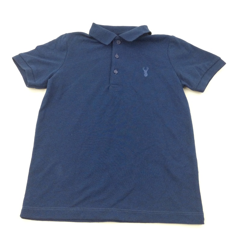 Stag Motif Navy Polo Shirt - Boys 4-5 Years