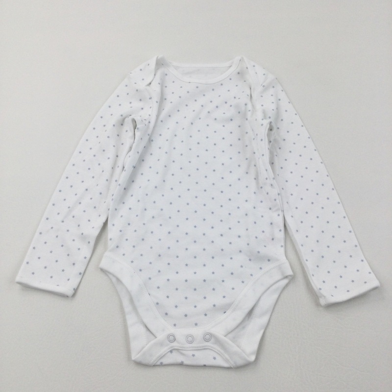 Stars Blue & White Long Sleeve Bodysuit - Boys 2-3 Years