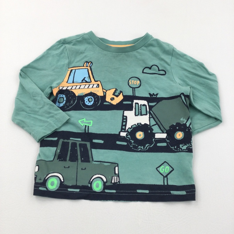 Vehicles & Roads Green Long Sleeve Top - Boys 12-18 Months