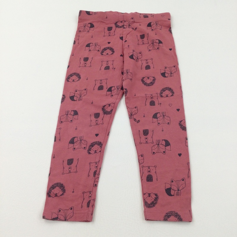 Wild Animals Dusky Pink Leggings - Girls 3-4 Years
