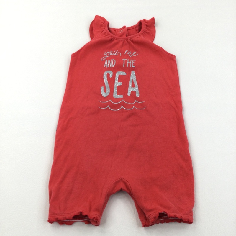 'You, Me & The Sea' Red Jersey Romper - Girls 12-18 Months