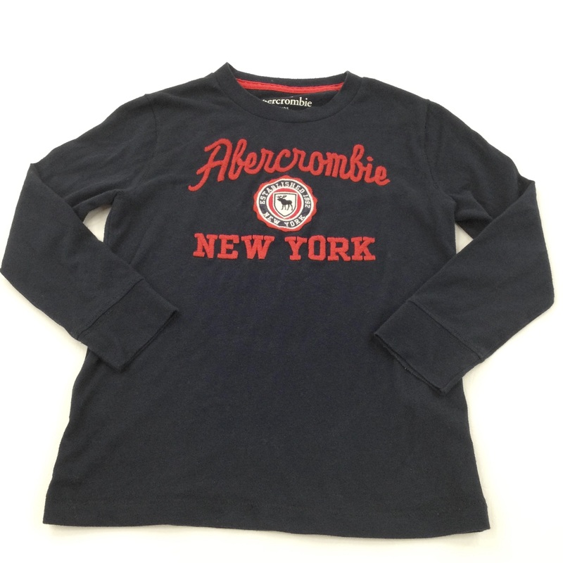'Abercrombie New York' Embroidered Red & Navy Long Sleeve Top  - Boys 5-6 Years