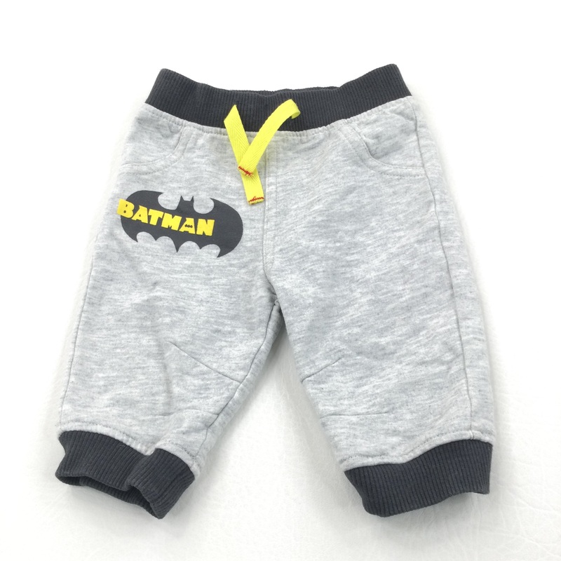 'Batman' Grey & Black Lightweight Tracksuit Bottoms - Boys 0-3 Months