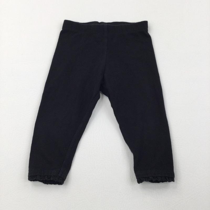 Black Leggings with Frilly Hems - Girls 6-9 Months