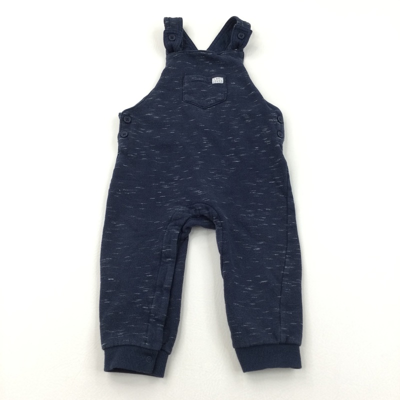 Navy Mottled Jersey Dungarees - Boys/Girls 12-18 Months