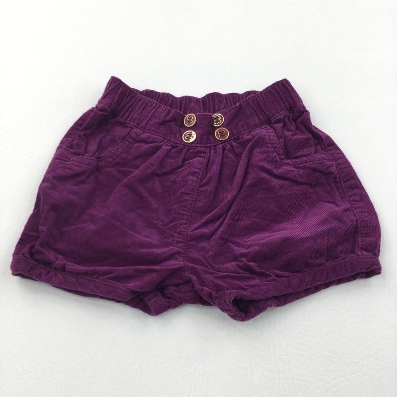 Purple Lightweight Corduroy Shorts - Girls 3-6 Months
