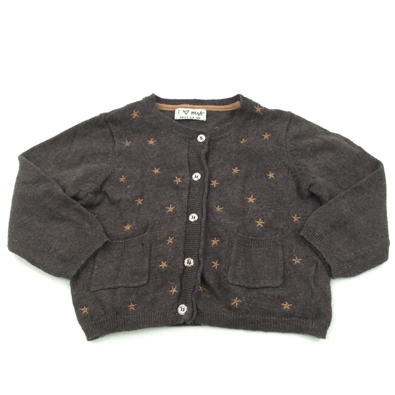 Stars Embroidered Brown Lightweight Knitted Cardigan - Girls 12-18 Months