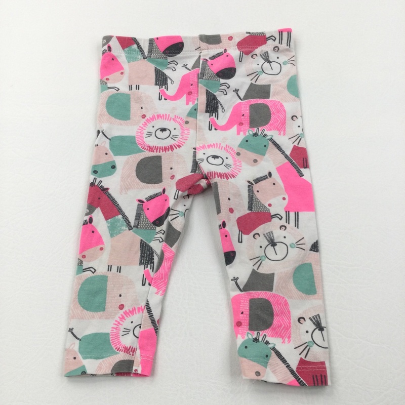 Wild Animals Bright Colours Leggings - Girls 6-9 Months