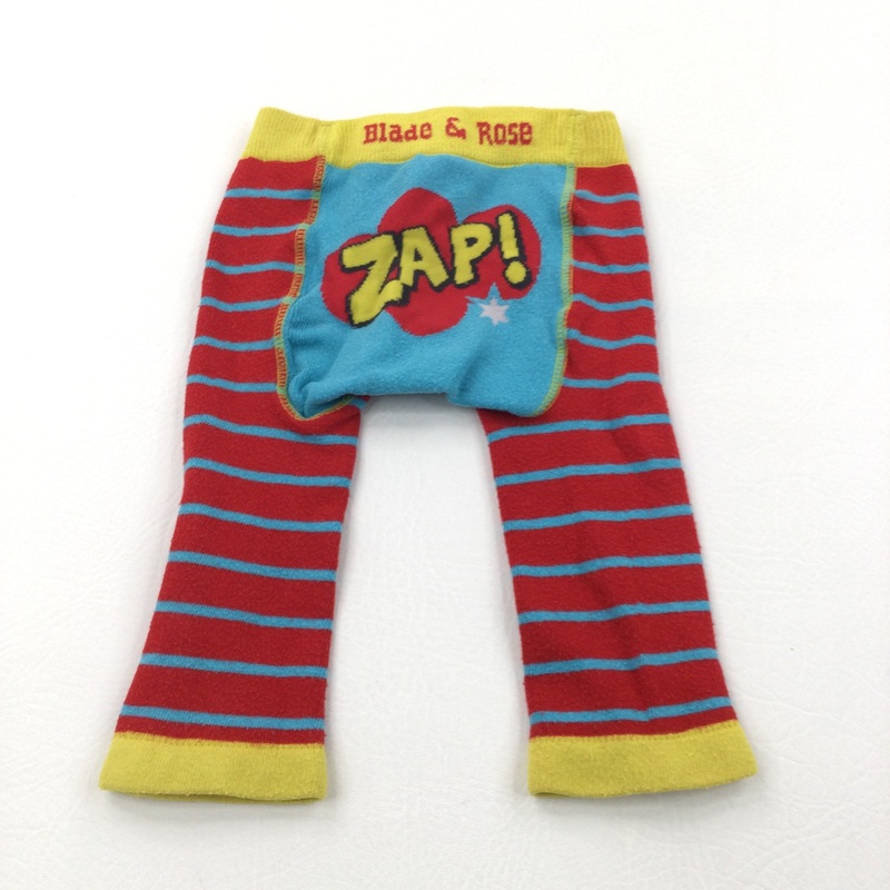 'Zap' Red, Blue & Yellow Knitted Leggings - Boys 6-9 Months