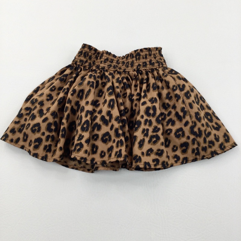 Animal Print Brown Cotton & Polyester Skirt - Girls 3-6 Months