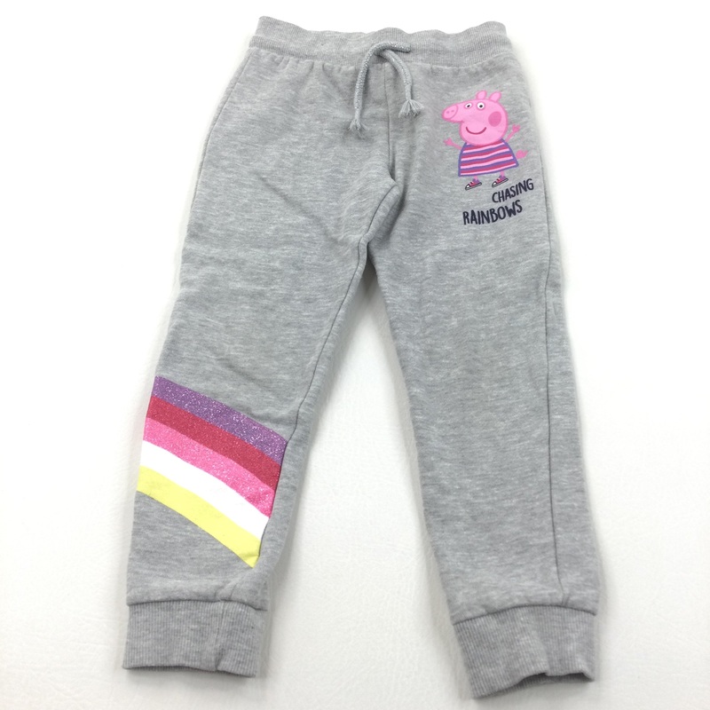 'Chasing Rainbows' Peppa Pig Grey Tracksuit Bottoms - Girls 4-5 Years