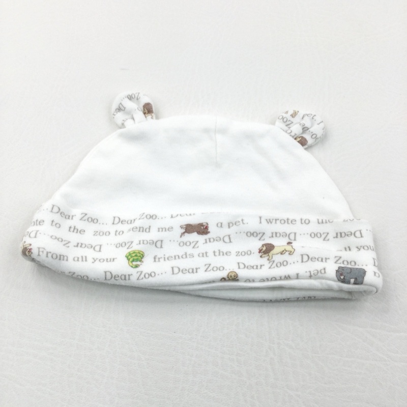 'Dear Zoo' White Jersey Hat with Ears - Boys/Girls 0-3 Months