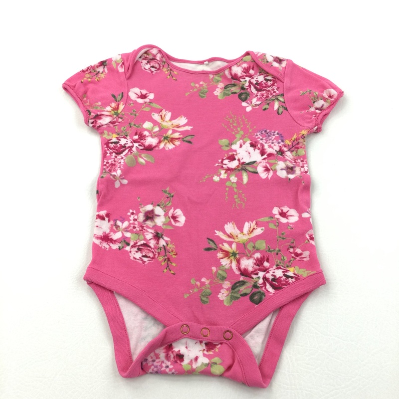 Flowers Pink Short Sleeve Bodysuit - Girls 18-24 Months