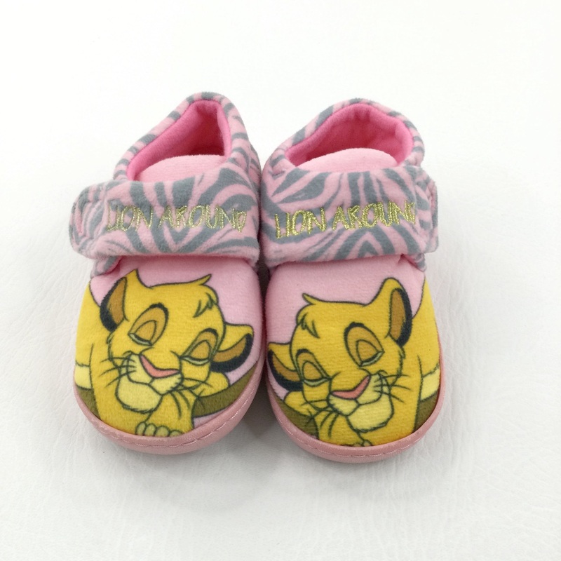 'Lion Around' The Lion King Simba Grey & Pink Slipper Shoes - Girls - Shoe Size 4-5
