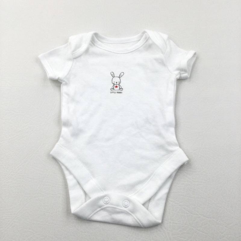 'Little Bunny' White Short Sleeve Bodysuit - Boys/Girls Newborn