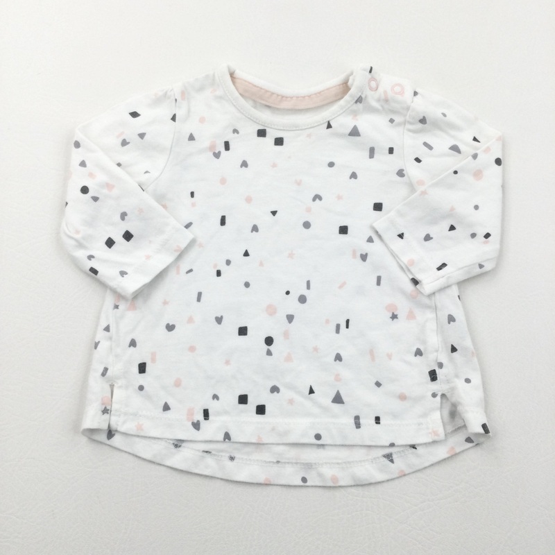 Shapes Pink, Grey & White Long Sleeve Top - Girls 0-3 Months