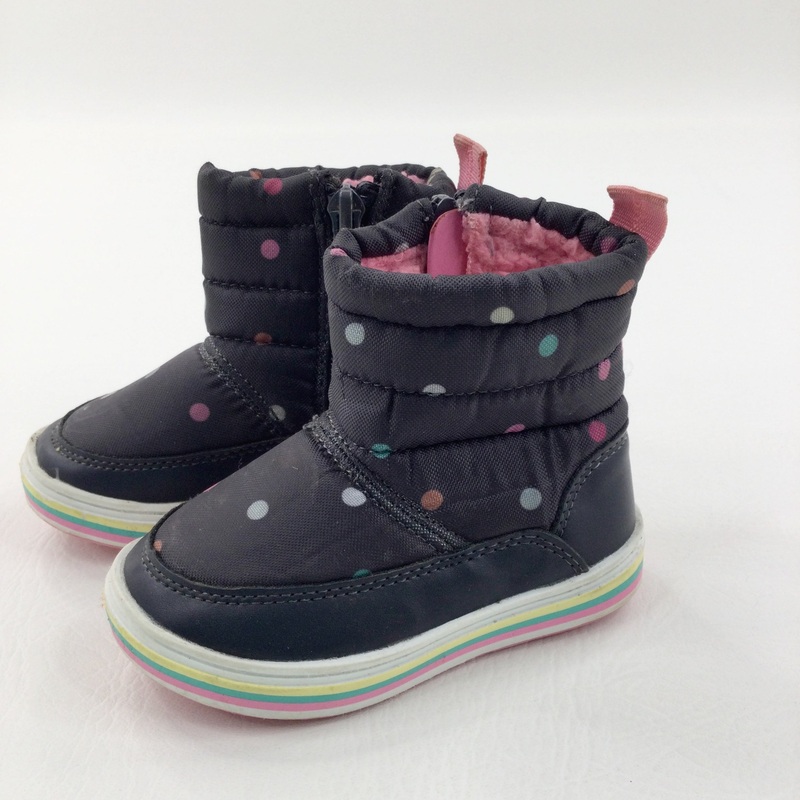 Spotty Navy & Pink First Walkies Fleece Lined Boots - Girls - Shoe Size 5