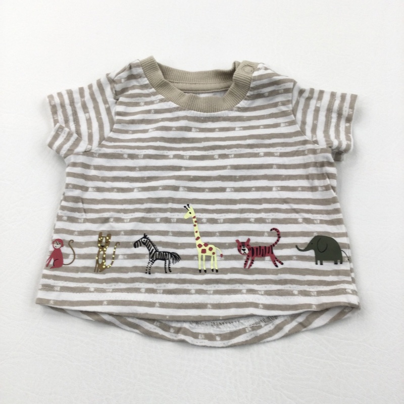 Wild Animals Beige & White Striped T-Shirt - Boys Newborn
