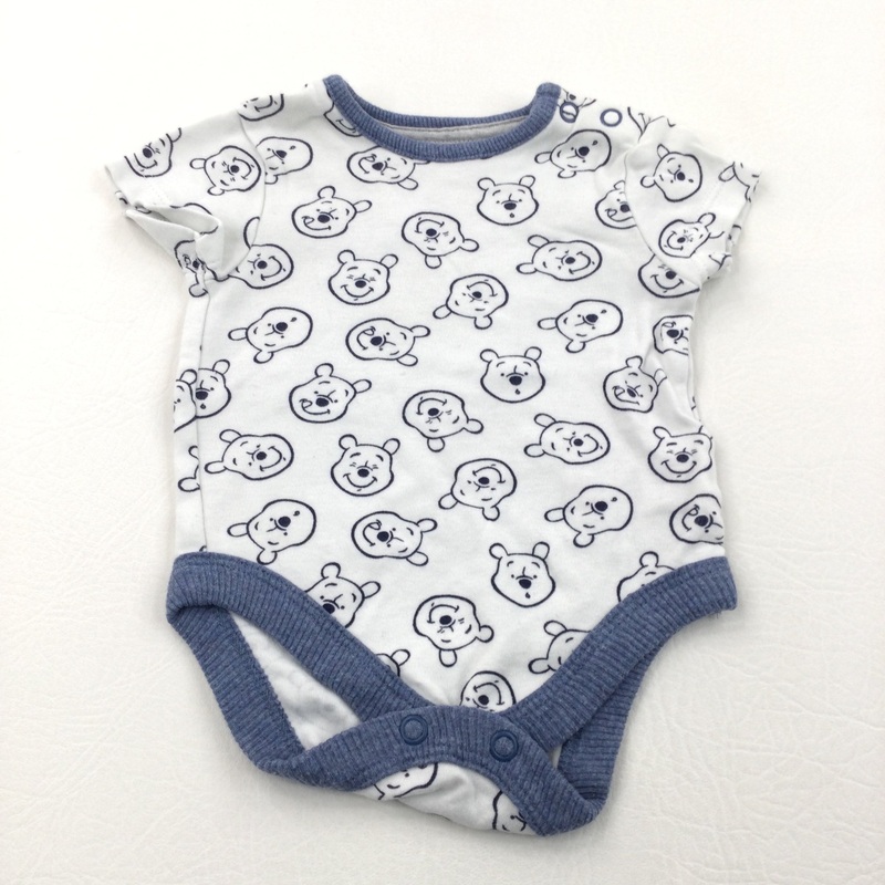 Winnie The Pooh Navy & White Short Sleeve Bodysuit - Boys Newborn
