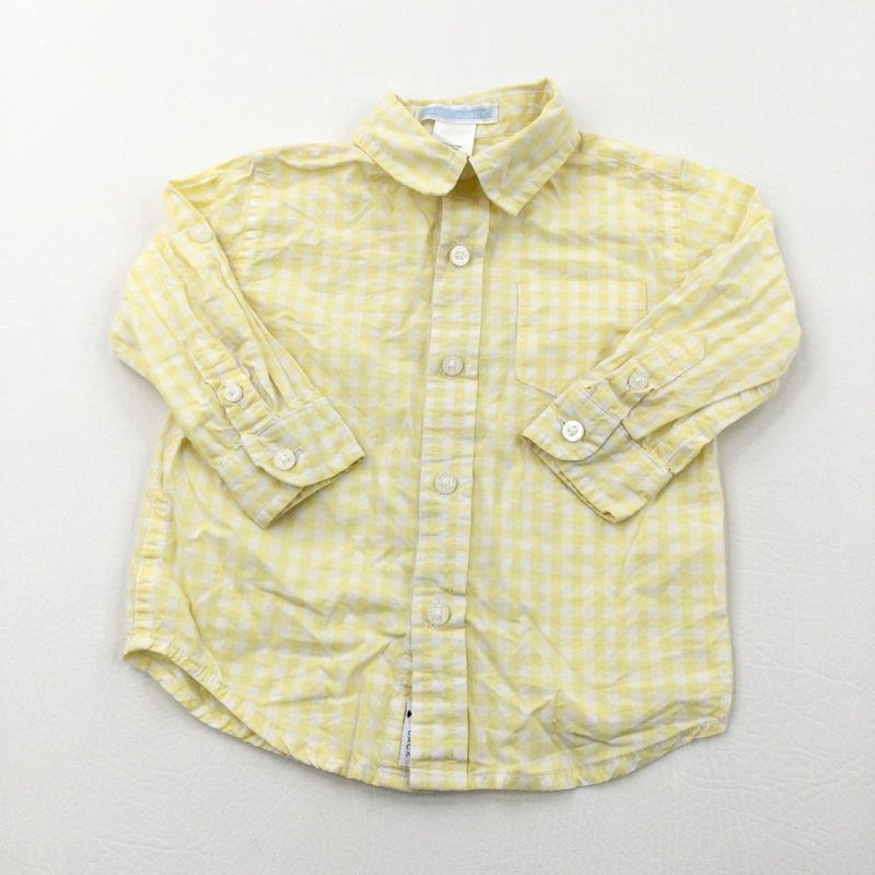 Yellow & White Checked Cotton Shirt - Boys 6-12 Months
