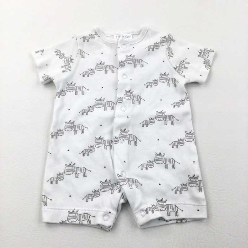 Zebras Grey & White Romper - Boys/Girls Newborn